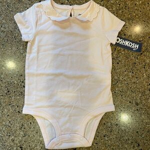 OshKosh B'gosh Light Pink Short-Sleeve Scalloped Collar One-Piece Bodysuit